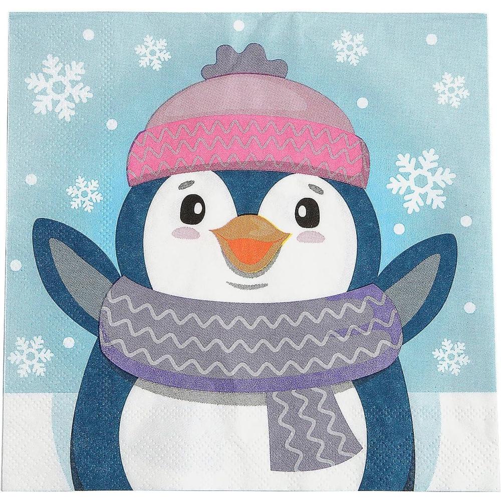 image:imageFun Express 6 12 Winter Penguin Party Paper Luncheon Napkins 16 Count