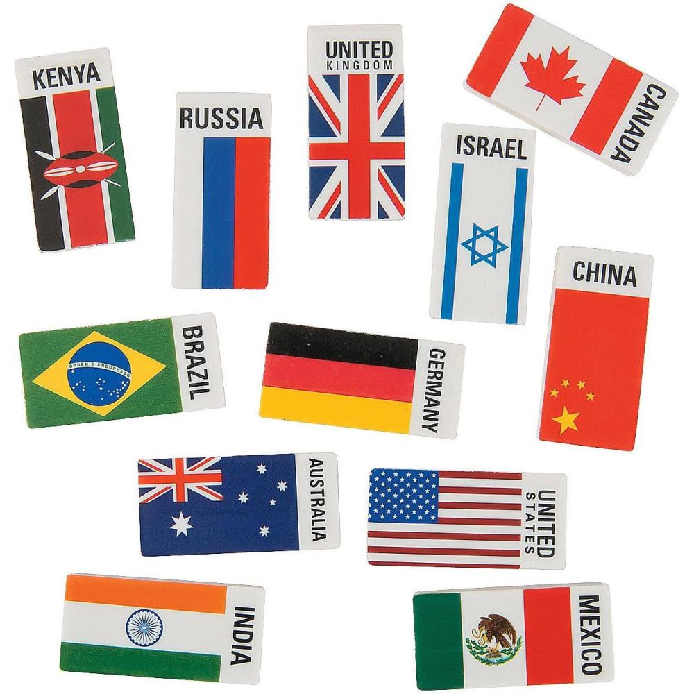 image:imageFun Express Flags Around The World Erasers VBS Vacation Bible School SuppliesDecor Educational and Learning Activities for Kids 24 Pieces