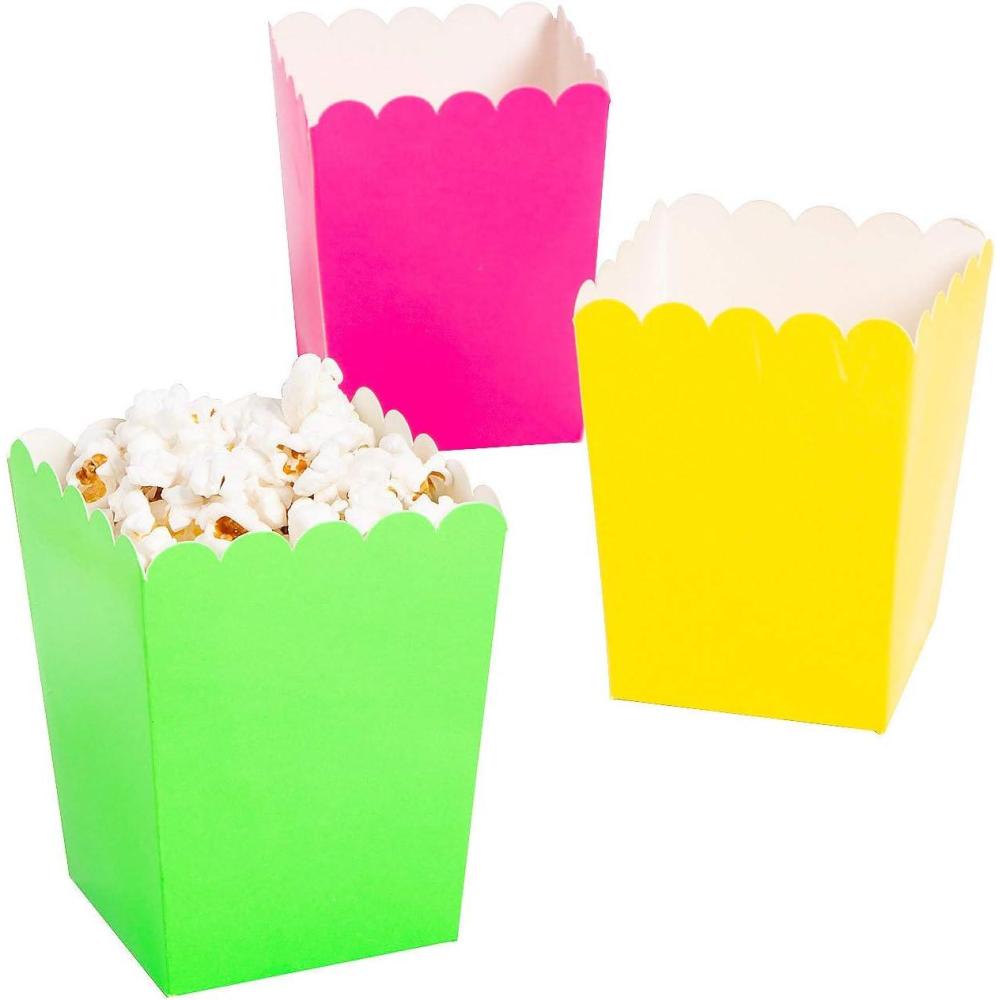 image:imageFun Express Mini Neon Popcorn Boxes Colorful Vibrant Party Supplies for Movie Nights Birthdays Favors Gifts Treats Creative Party Displays Assorted Neon Colors 24 Pieces Multicolor