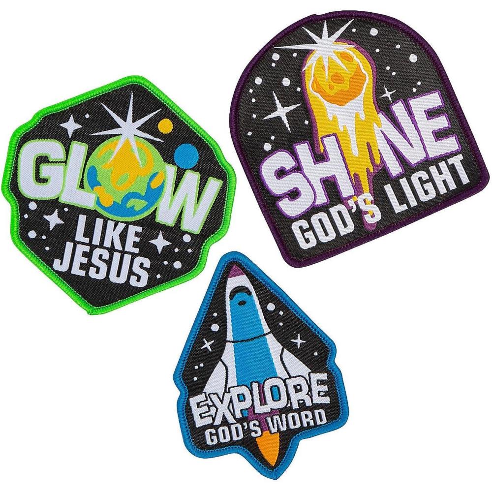image:imageFun Express Outer Space VBS IronOn Patches  VBS Vacation Bible School SuppliesDecor 12 Pieces