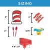 130 Piece Seuss Party Disposable Tableware Kit For 24 Guests, Includes Plates, Napkins, Cups, Tablecloth and Silverware