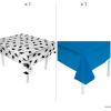 Fun Express 54″ x 108″ Graduation Cap Disposable Plastic Tablecloth Kit – 2 Piece Set – Great for Graduation Celebrations (Orange)(Blue)