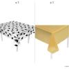 Fun Express 54″ x 108″ Graduation Cap Disposable Plastic Tablecloth Kit – 2 Piece Set – Great for Graduation Celebrations (Orange)(Gold)