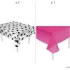 Fun Express 54″ x 108″ Graduation Cap Disposable Plastic Tablecloth Kit – 2 Piece Set – Great for Graduation Celebrations (Orange)(Pink)
