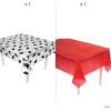 Fun Express 54″ x 108″ Graduation Cap Disposable Plastic Tablecloth Kit – 2 Piece Set – Great for Graduation Celebrations (Orange)(Red)