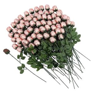 72 Pieces Pink Foil-Wrapped Milk Chocolate Roses – 14 Inch – Bulk