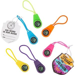 Fun Express 24 Pieces 1 1/2″ Great North VBS Plastic Compasses with Card for 12, Vacation Bible School Supplies
