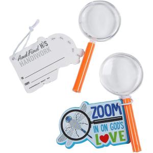 Fun Express 24 Pieces 4 1/4″ Zoom in VBS Plastic Multicolor Magnifying Glasses with Card for 12, Vacation Bible School Supplies