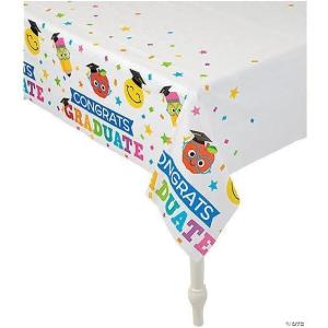 Fun Express 9 Ft. Elementary Graduation Rectangle Disposable Plastic Tablecloth