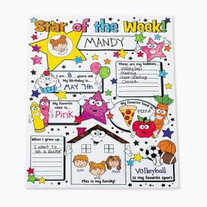 Fun Express All About Me Posters Elementary Set of 30 – Star Student of the Week Classroom Posters for Preschool, Kindergarten & Elementary School | 17×22 Educational Decorations for Teachers