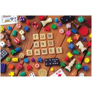 Fun Express Board Game VBS Game Pieces Photo Backdrop Banner – VBS Vacation Bible School Supplies/Decor, 3 Pieces
