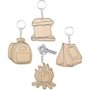 Fun Express CYO Camp Wood Keychains – Craft Kits – VBS Vacation Bible School Supplies/Decor – 12 Pieces