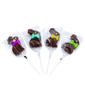 Fun Express Chocolate Easter Bunny Suckers Individually Wrapped Set of 12 – Premium Candy Lollipops for Kids Party Favors | Perfect for Easter Baskets, Classroom Treats & Holiday Celebrations