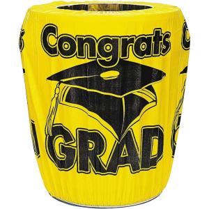 Fun Express Congrats Grad Trash Can Cover for Graduation – Party Decor – General Decor – Misc General Decor – Graduation – 1 Piece – Yellow