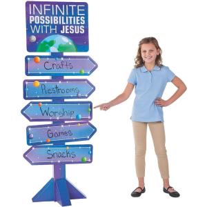 Fun Express God’s Galaxy Vbs Directional Sign – Party Decor – Large Decor – Floor Stand Ups – VBS Vacation Bible School Supplies/Decor – 1 Piece