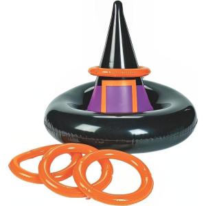 Fun Express Inflatable Witches Hat Ring Toss Game – Halloween Game – 5 Pieces – Multi-Colored