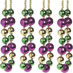 Fun Express Jumbo Mardi Gras Bead Necklace – 33 inch long with Jumbo 10mm – 40mm beads – Costumes and Party Decor