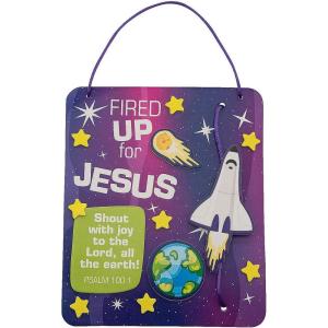 Fun Express Outer Space VBS Bible Verse Sign Craft Kit – VBS Vacation Bible School Supplies/Decor, Makes 12