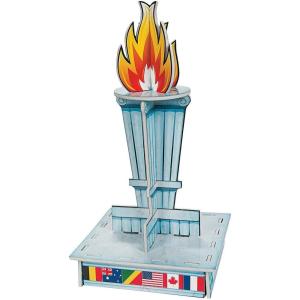 Olympic Flame Torch Centerpiece – 13″ Tall, Party Decor, Winter or Summer International Games Celebration, 1 pc, Features a Flag Base and Sturdy Foam Centerpiece Torch