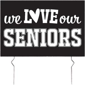 Proud “We Love Our Seniors” Yard Sign – 26″ x 16″ (1-Pack) – Corrugated Plastic with Metal Stakes – Graduation Driveways, Yards & School Entrances