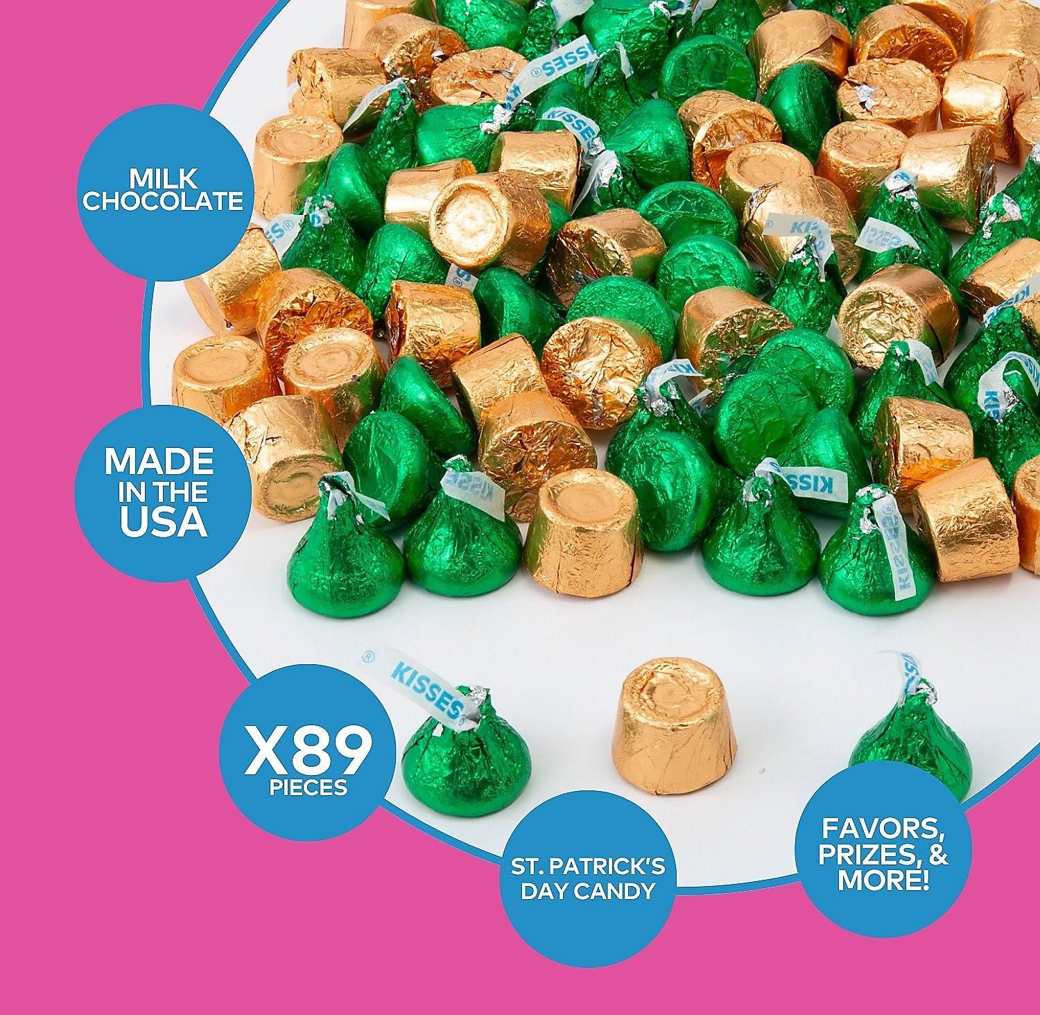 image:imageFun Express Kisses Bulk St Patricks Day Chocolate 89 Count Green amp Gold Wrapped Candy for Irish Party Favors Candy Buffet amp Holiday Celebrations Premium Milk Chocolate amp Caramel Mix