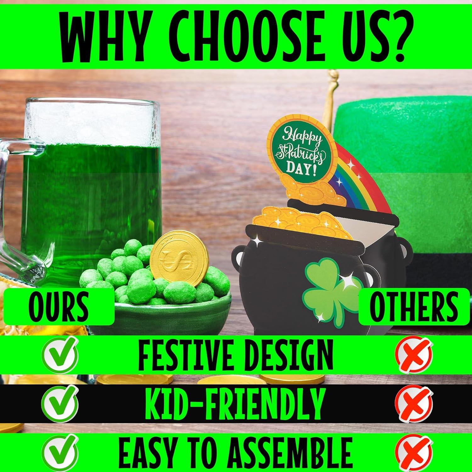 image:imageFun Express Leprechaun Pot of Gold Treat Boxes Party Favors 12 Small Gift Boxes with Handles for St Patricks Day Decorations Green Gable Boxes for Candy Goody Bags amp Birthday Treats
