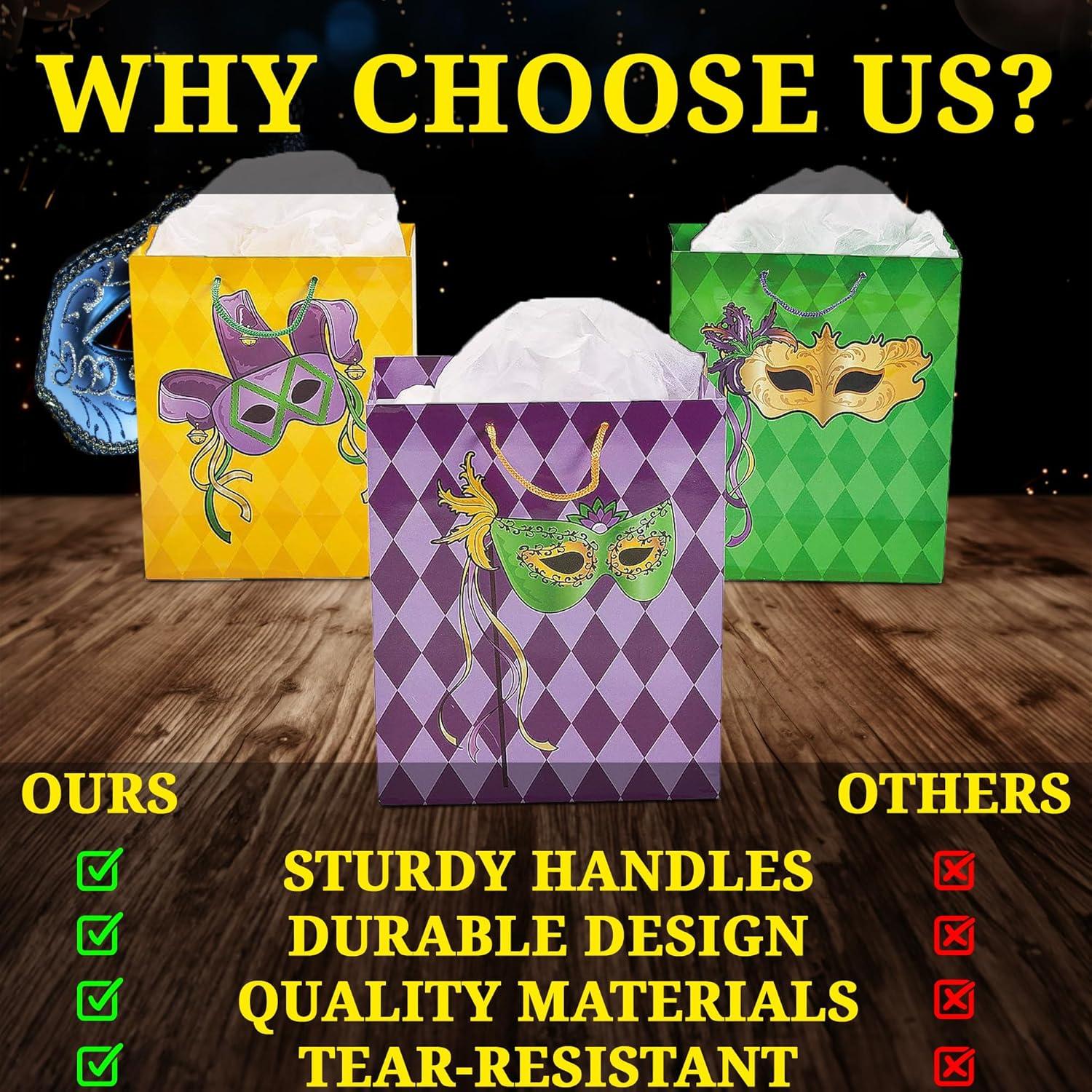 image:imageFun Express Mardi Gras Masquerade Gift Bags set of 12 725 x 35 x 875 Party Supplies