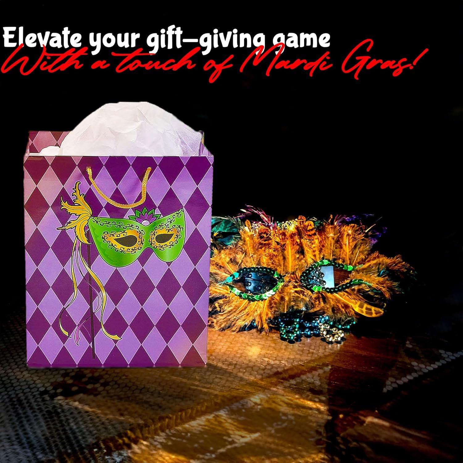 image:imageFun Express Mardi Gras Masquerade Gift Bags set of 12 725 x 35 x 875 Party Supplies