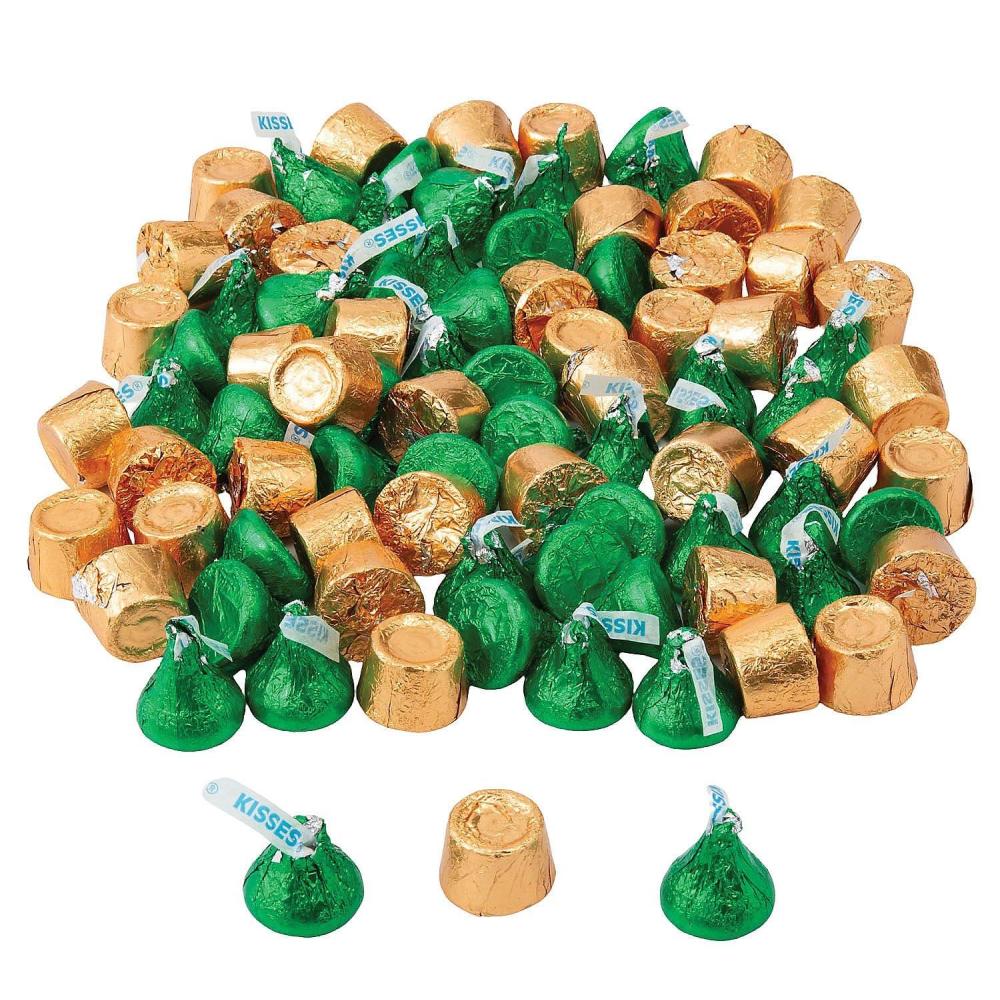 image:imageFun Express Kisses Bulk St Patricks Day Chocolate  89 Count Green amp Gold Wrapped Candy for Irish Party Favors Candy Buffet amp Holiday Celebrations  Premium Milk Chocolate amp Caramel Mix