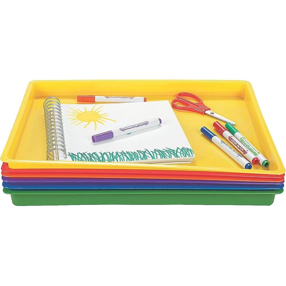 image:imageFun Express Plastic Trays for Classroom Organization  Set of 6 Colorful Art amp Craft for Kids  Stackable Activity Trays for Preschool Daycare amp Educational Activities  MultiPurpose Design