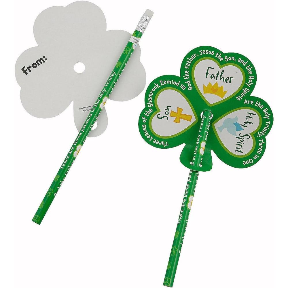 image:imageFun Express Trinity Shamrock Pencil St Patricks Day Handouts with Religious Card for 24