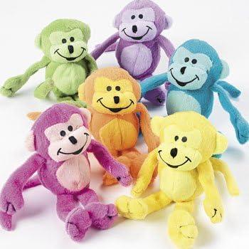 image:imageNeon Stuffed Animal Monkeys Toys and Party Favors 12 Pieces