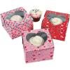 Assorted Styles Cardboard Cupcake Boxes (4.5″ x 4.5″ x 2.75″) Pack of 12 – Ideal for Valentine’s Day Parties, Events, Gifting, & More