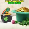 Fun Express Leprechaun Pot of Gold Treat Boxes Party Favors – 12 Small Gift Boxes with Handles for St Patricks Day Decorations | Green Gable Boxes for Candy, Goody Bags & Birthday Treats