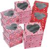 Assorted Styles Cardboard Cupcake Boxes (4.5″ x 4.5″ x 2.75″) Pack of 12 – Ideal for Valentine’s Day Parties, Events, Gifting, & More