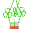 Fun Express 12 Pieces Shamrock Plastic Crazy Straws, BPA Free Plastic, Reusable for St. Patrick’s Day Party Supplies, Green