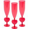 Fun Express 12 Pieces Valentine’s Day Heart Plastic Champagne Flutes, Holds 6 oz, BPA Free Plastic, Party Supplies, Red
