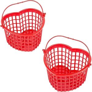 Fun Express 12 pack Valentine’s Day Heart Shaped Baskets, 7″ x 4.5″ Empty Baskets, BPA Free Plastic, Organization Supplies, Red