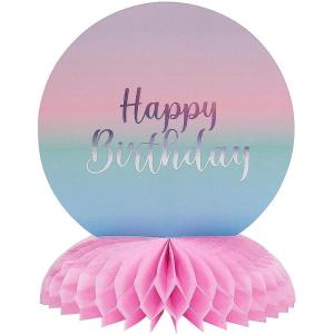 Fun Express 7 1/2″ x 9″ Pastel Dip Dye Happy Birthday Party Honeycomb Centerpiece