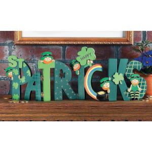 Fun Express Happy St Patricks Day Wooden Sign – Premium Hand-Painted Hinged Screen with Shamrocks, Leprechauns & Rainbows | Irish Home Decor for Tabletop Display | Celtic Holiday Decorations 18×7.75