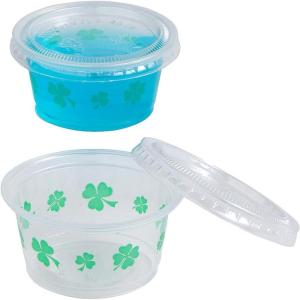 Small St. Patrick’s Day Plastic Gelatin Shot Cups with Lids – 100 Ct.