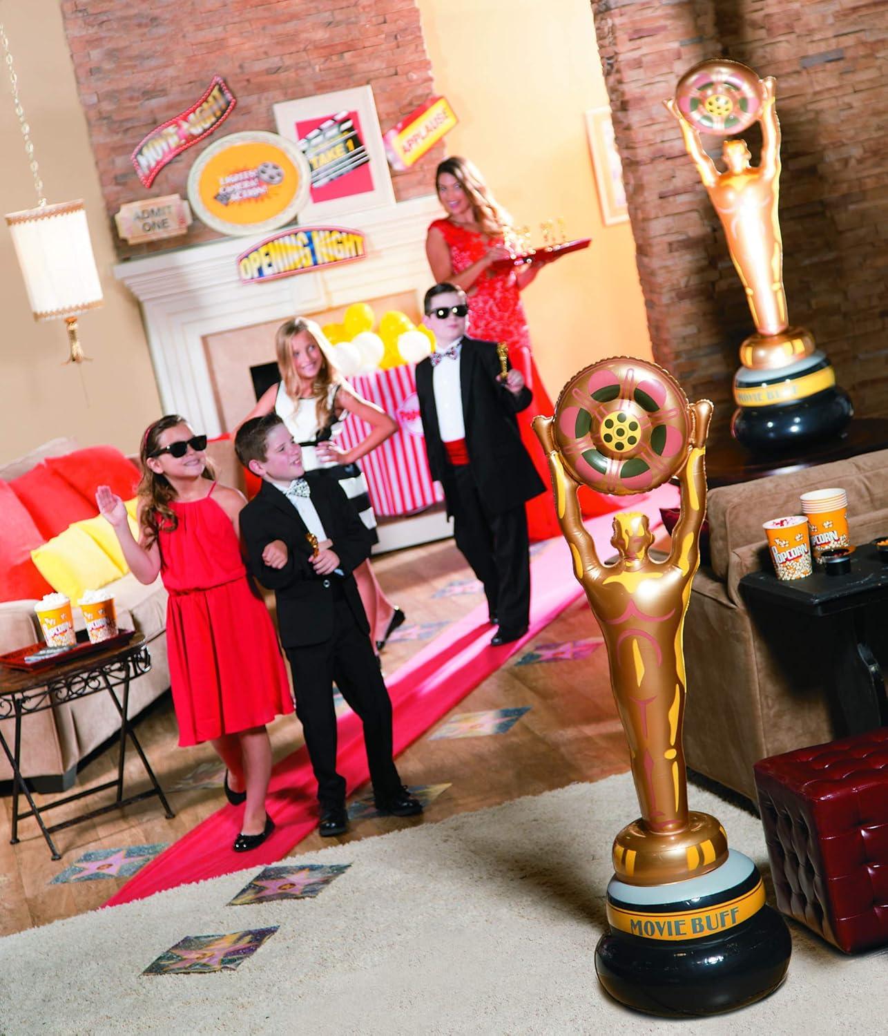 image:imageFun Express Huge Vinyl Inflatable Movie Award Show Party Decoration 4 Feet Tall Perfect for Hollywood Themed Events Red Carpet Party Dcor Movie Night Celebrations 1 Piece Gold
