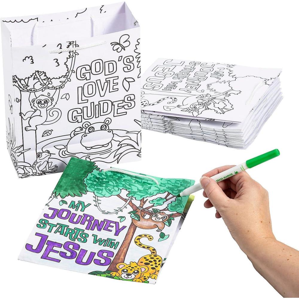 image:image7 14 x 9 Color Your Own Medium Jungle VBS Paper Take Home Bags 12 Piece Vacation Bible School 2024