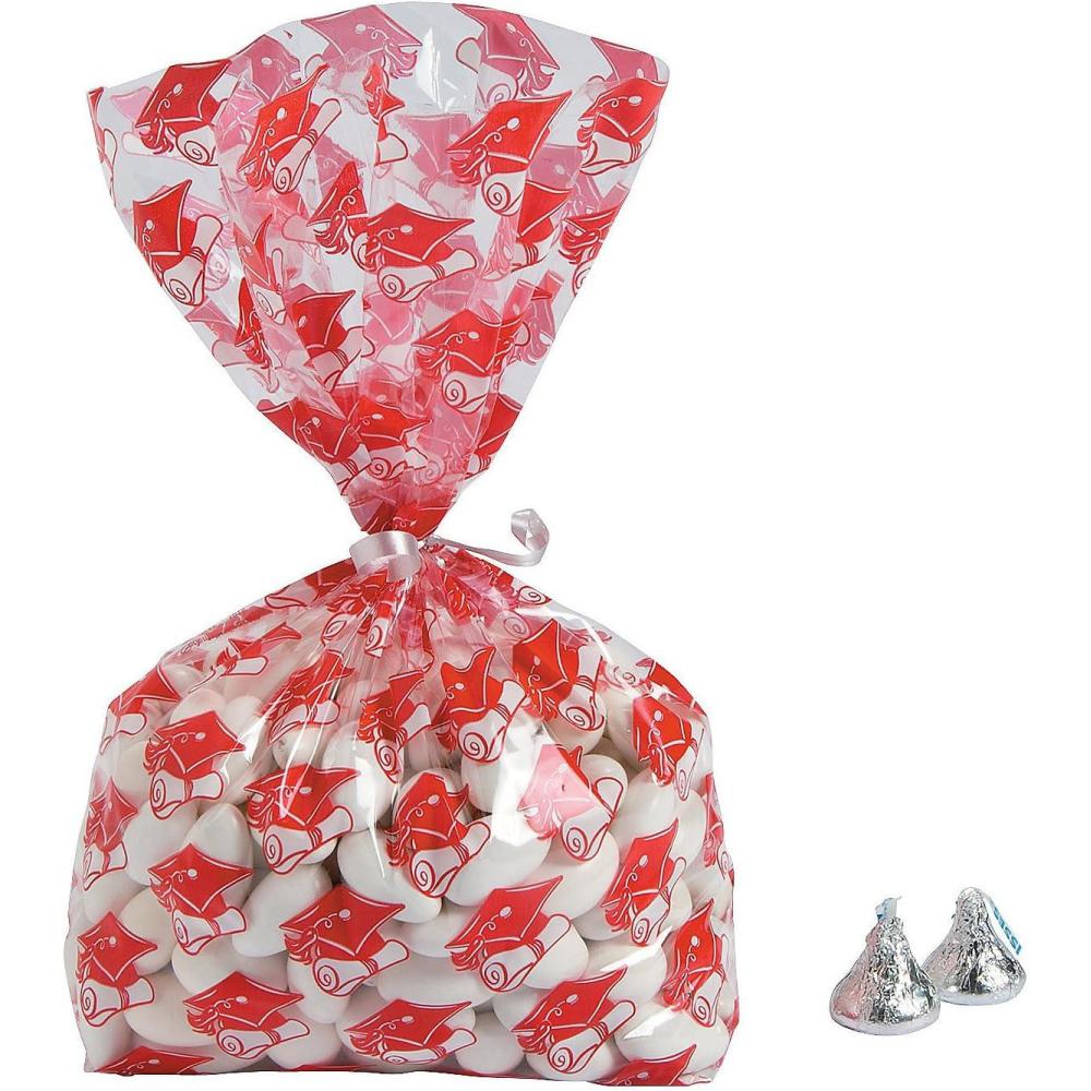 image:imageFun Express  Red Graduation Cello Bags for Graduation  Party Supplies  Bags  Cellophane Bags  Graduation  12 Pieces