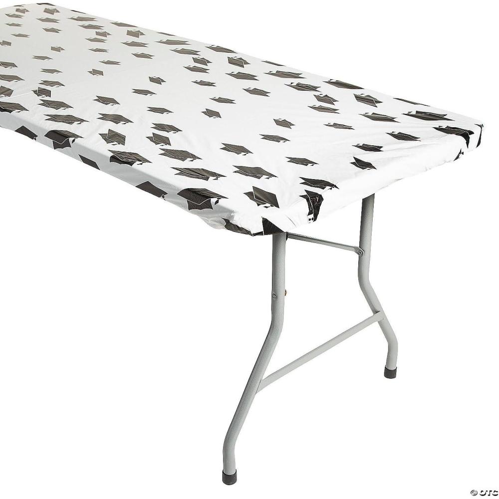image:imageFun Express 6 Ft Graduation Caps Rectangle Fitted Plastic Tablecloth