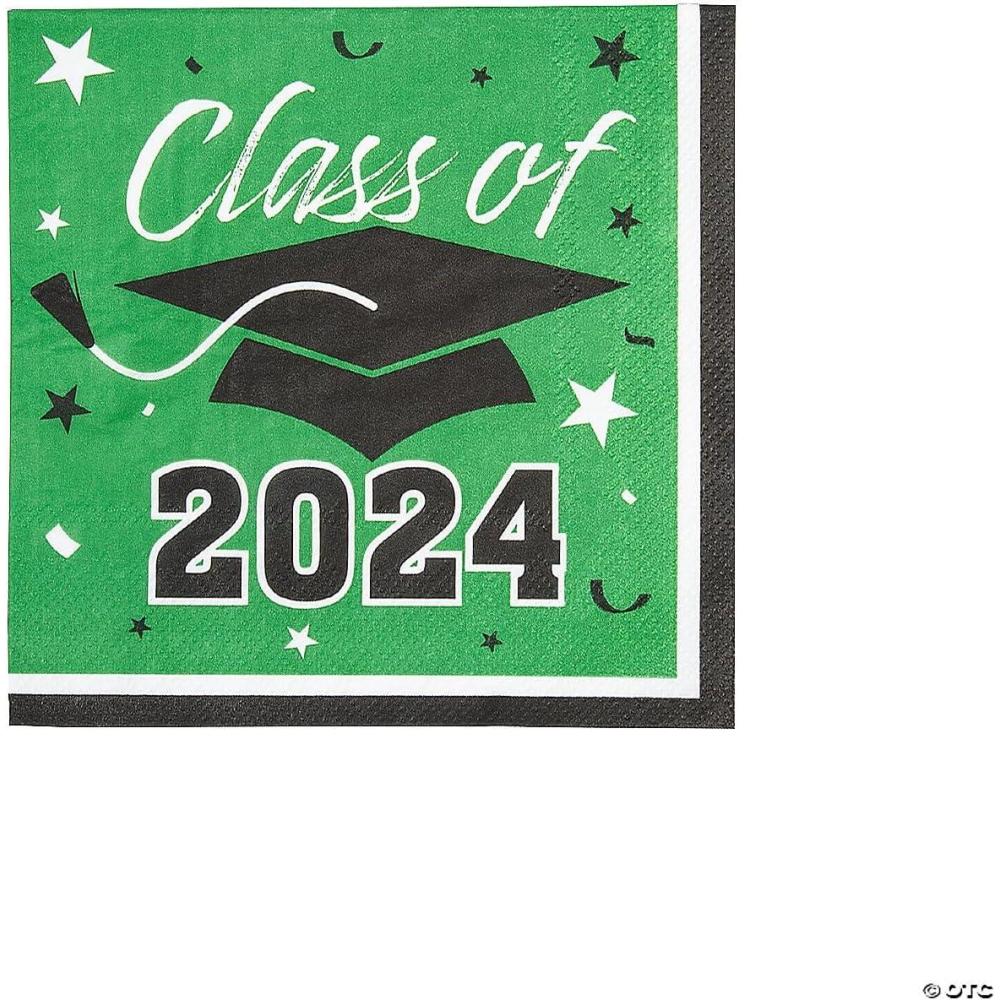 image:imageFun Express Bulk 50 Piece Class of 2024 Green Graduation Party Paper Luncheon Napkins