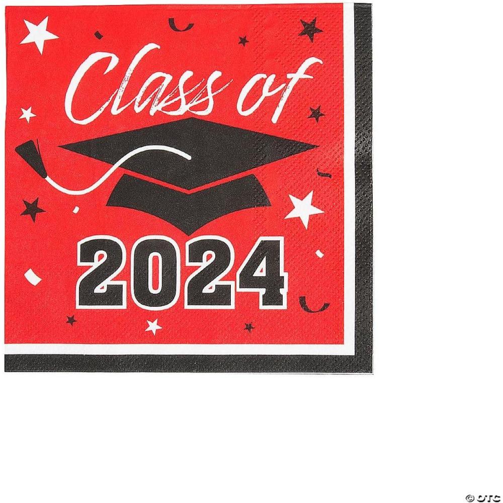 image:imageFun Express Bulk 50 Piece Class of 2024 Red Graduation Party Paper Luncheon Napkins