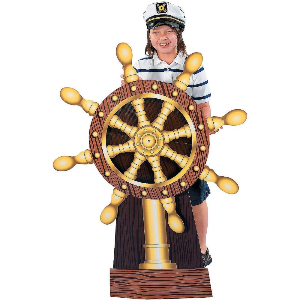image:imageFun Express Ship Wheel Cardboard Cutout Standup Large Nautical Party Decorations amp Pirate Props for Themed Events 385 x 5075 Freestanding Display for Photo Booth amp VBS Supplies