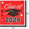 Fun Express Bulk 50 Piece Class of 2024 Red Graduation Party Paper Luncheon Napkins