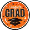 Fun Express 9″ Graduation Party Orange Congrats Grad Round Paper Dinner Plates – 25 Count